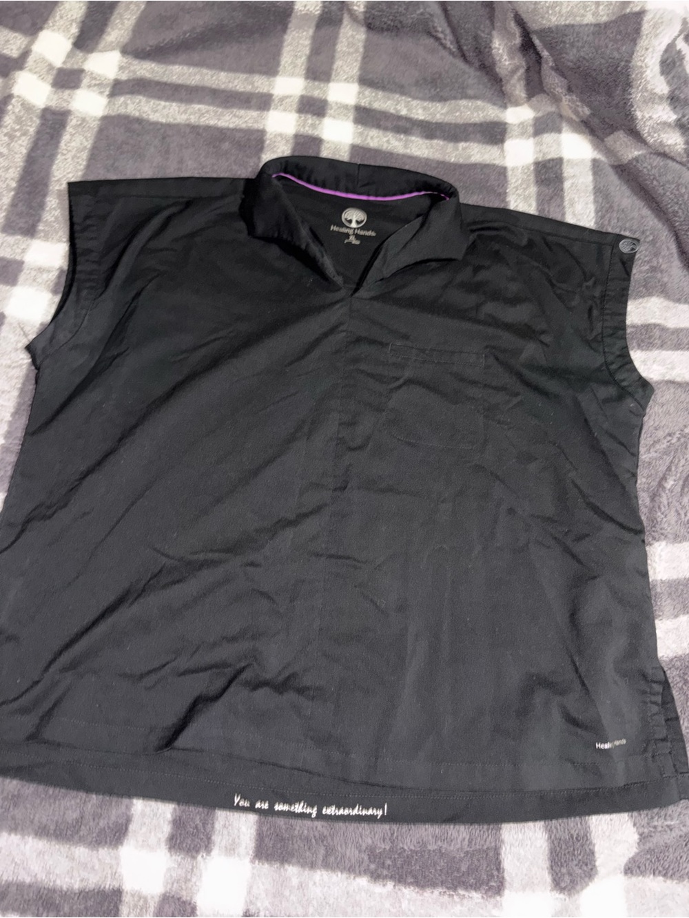 Women’s Black Collared Scrub Top